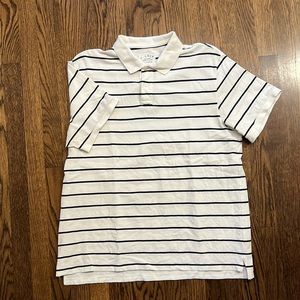 J. Crew White Striped Polo. Size XL. Short Sleeve. 100% Cotton